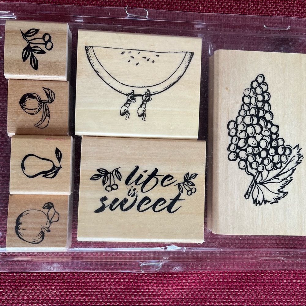 Wooden Fruit and Floral Stamp Set